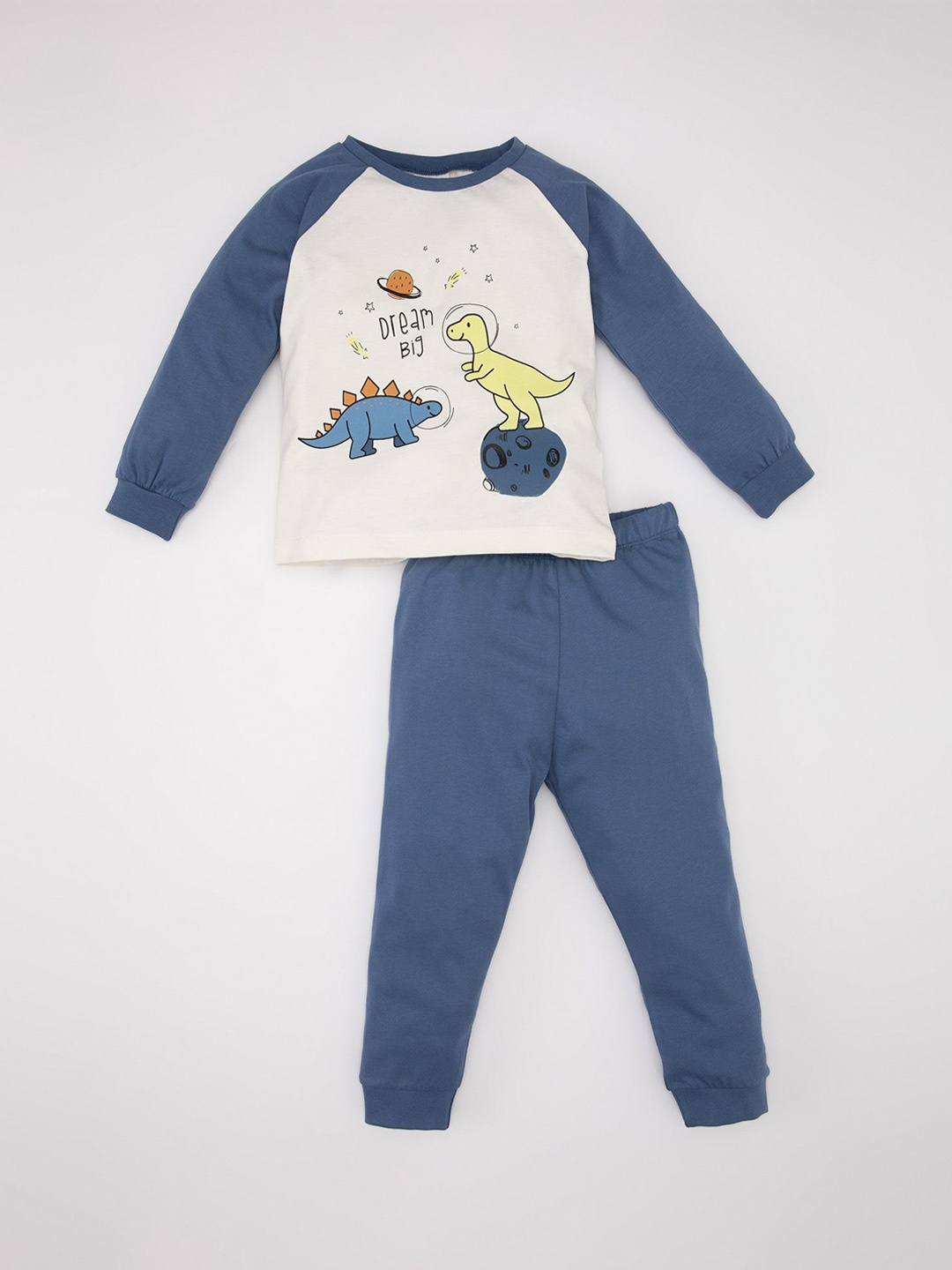 

DeFacto Boys Printed Pure Cotton Night Suit, White