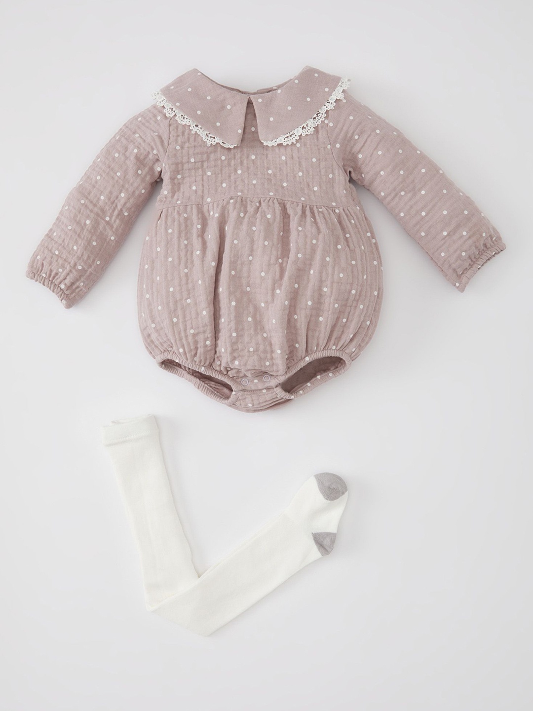 

DeFacto Infant Girls Printed Rompers, Peach