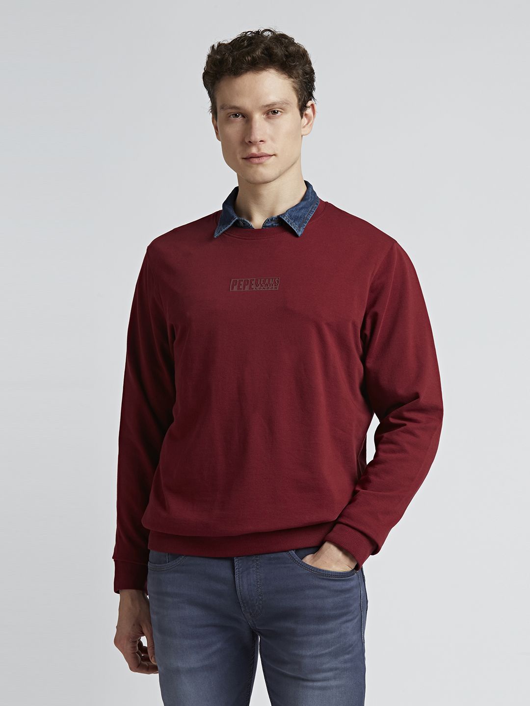 

Pepe Jeans Men Solid Round Neck Pure Cotton Sweatshirt, Maroon
