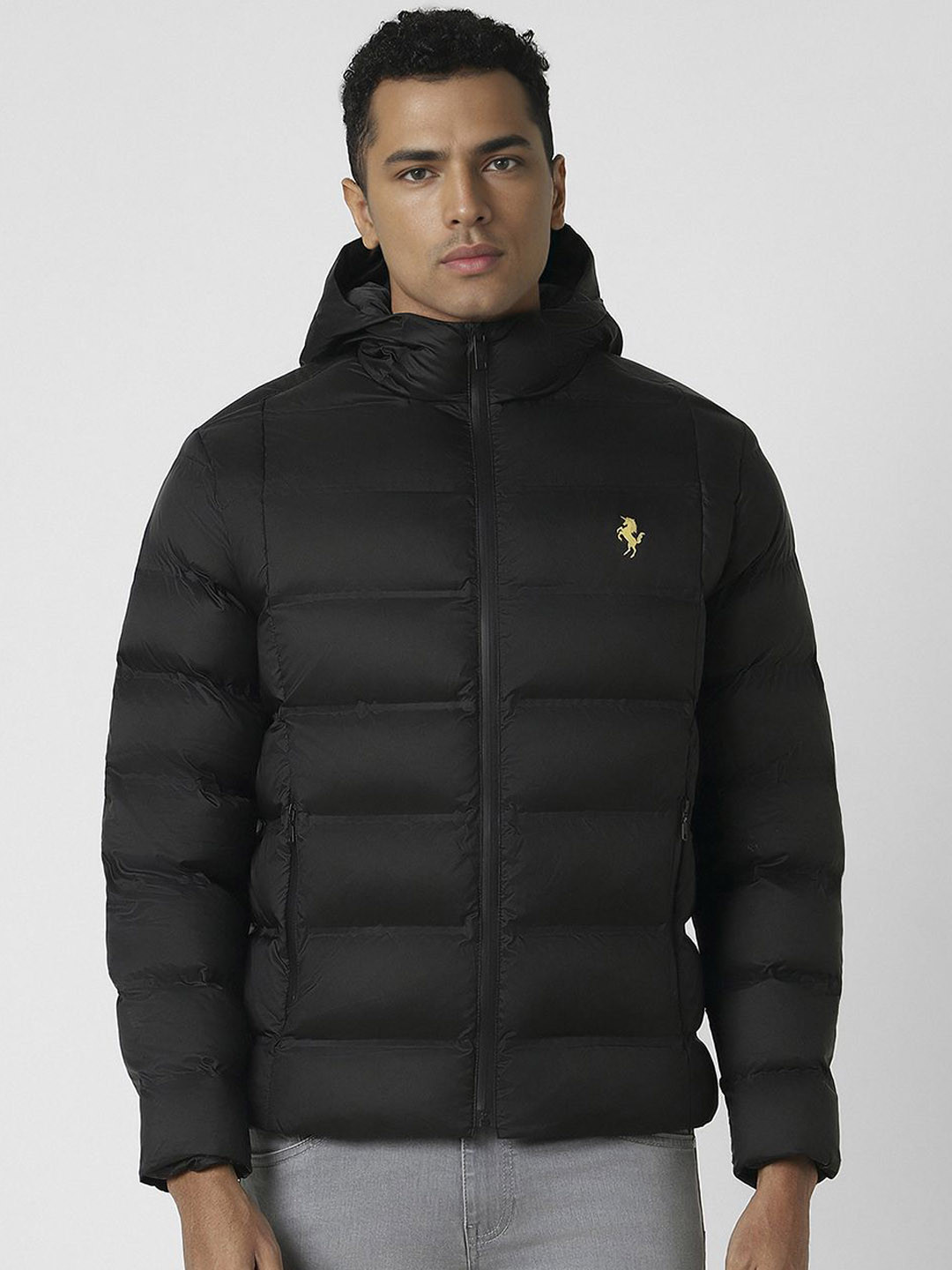 

Van Heusen Sport Men Solid Hooded Puffer Jacket, Black