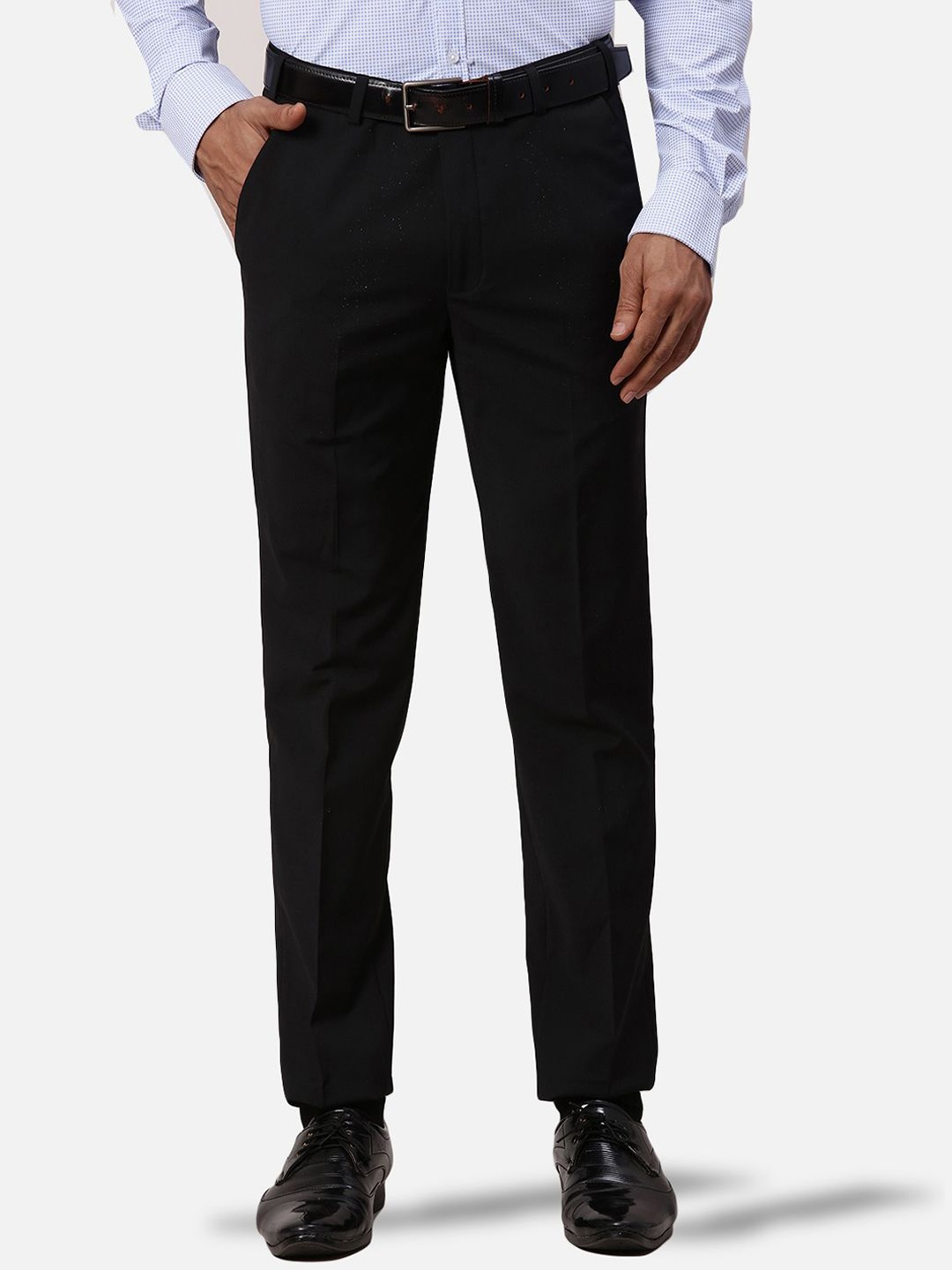 

Park Avenue Men Mid-Rise Slim Fit Formal Trousers, Black