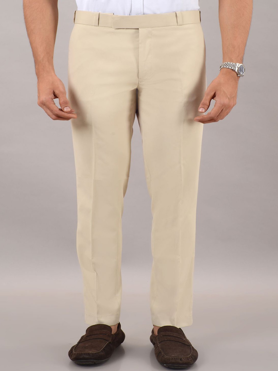 

VILLAIN Men Relaxed Straight Leg Slim Fit Formal Trousers, Cream