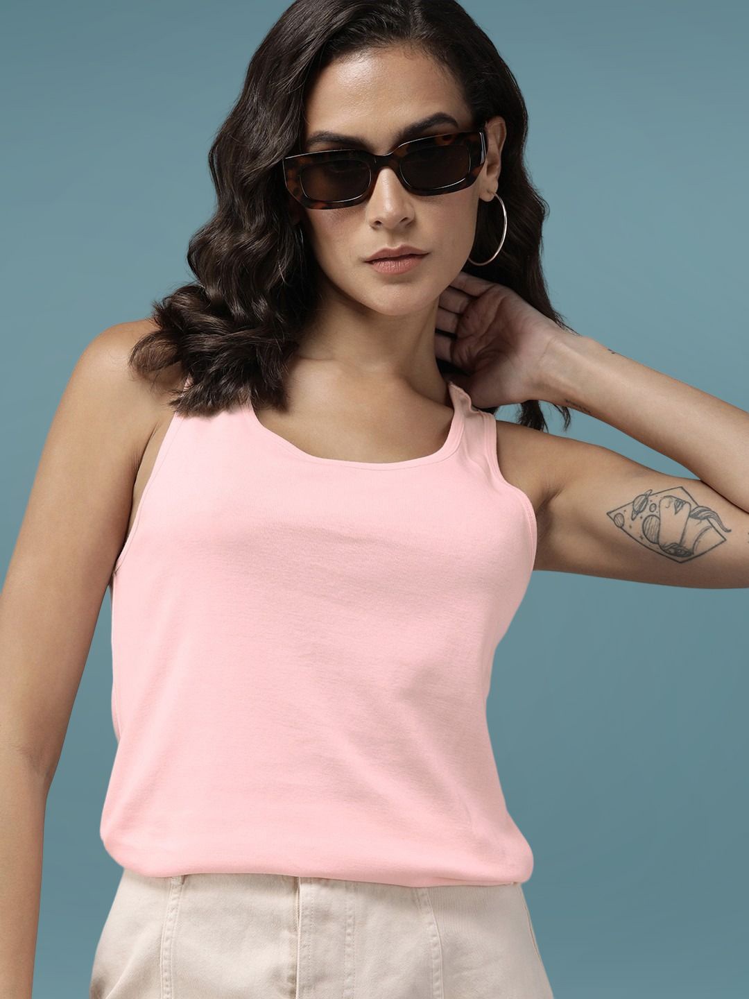 

DressBerry Women Solid Round Neck Cotton Slim Fit T-shirt, Pink