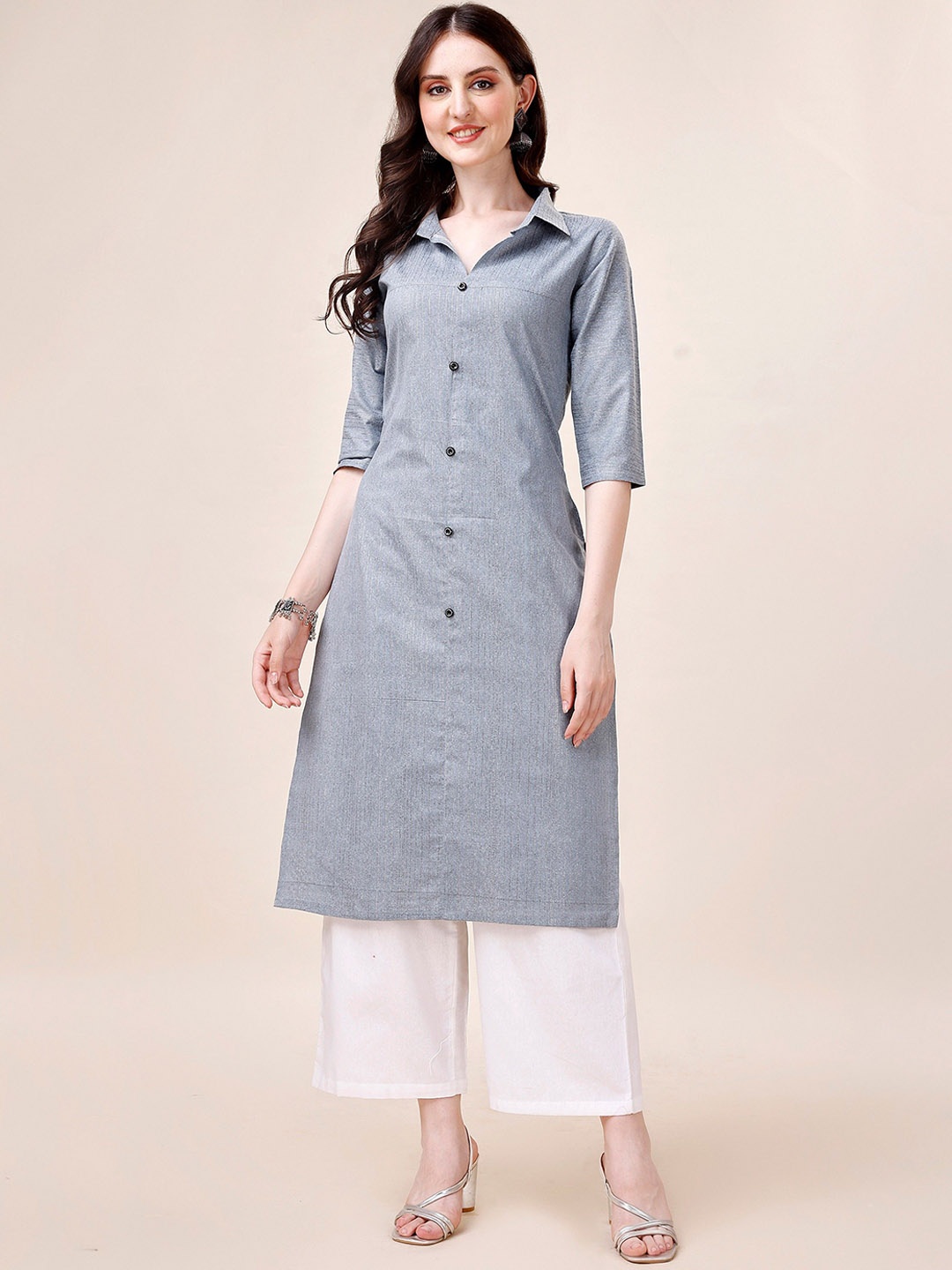 

KALINI Women Regular Kurta with Palazzos, Grey