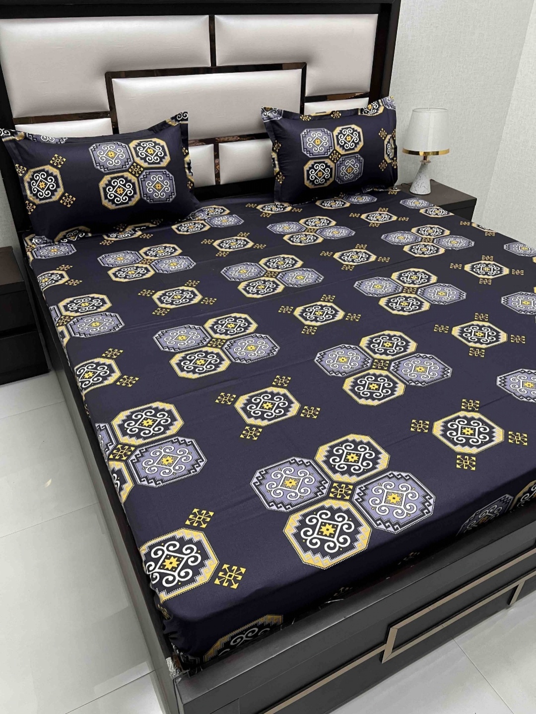 

Pure Decor Black Ethnic Motifs Printed Pure Cotton 230 TC Queen Bedsheet & 2 Pillow Covers