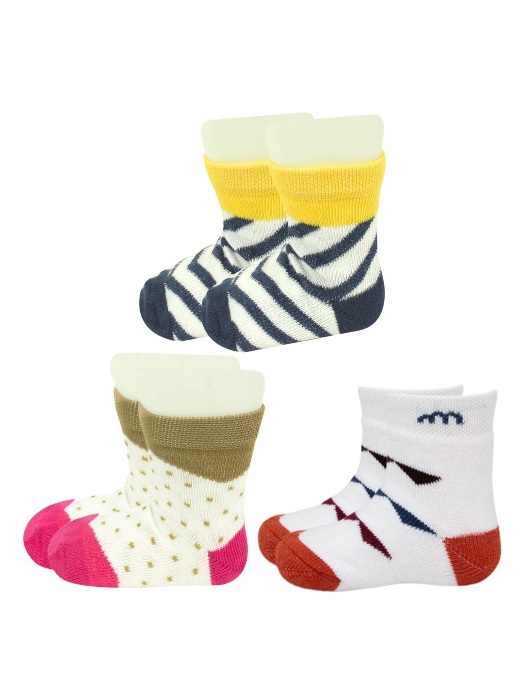 

BAESD Kids Pack Of 3 Patterned Ankle Length Socks, White