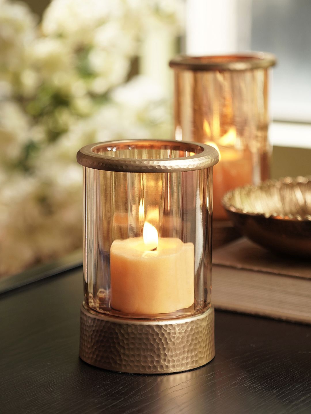 

Pure Home and Living Gold Toned Glass Candle Holder With Base