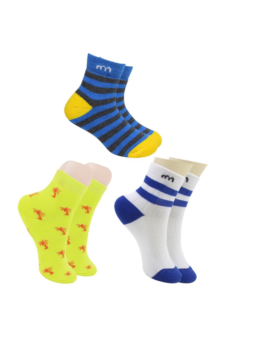 

BAESD Kids Pack Of 3 Patterned Cotton Above Ankle Length Socks, White