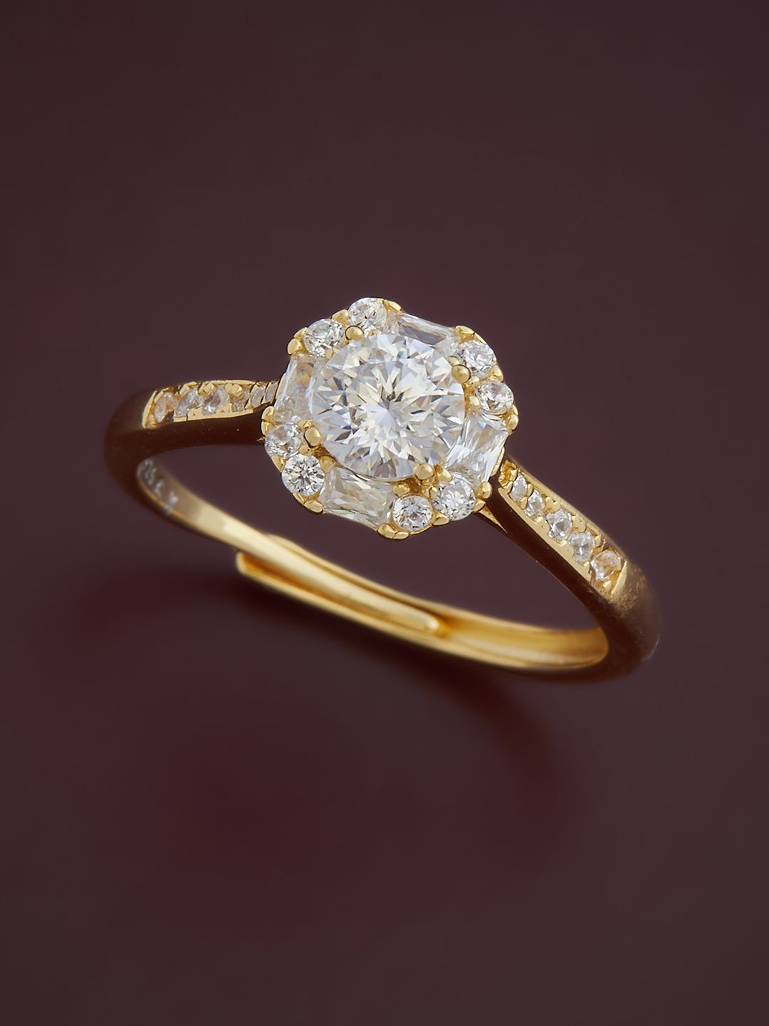 

Kushal's Fashion Jewellery Sterling Silver Cubic Zirconia Gold-Plated Finger Ring