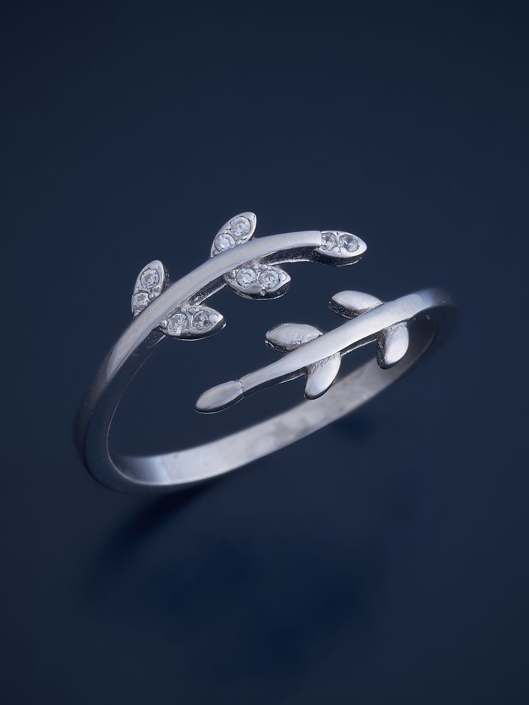 

Kushal's Fashion Jewellery 92.5 Pure Silver Rhodium-Plated CZ Studded Finger Ring