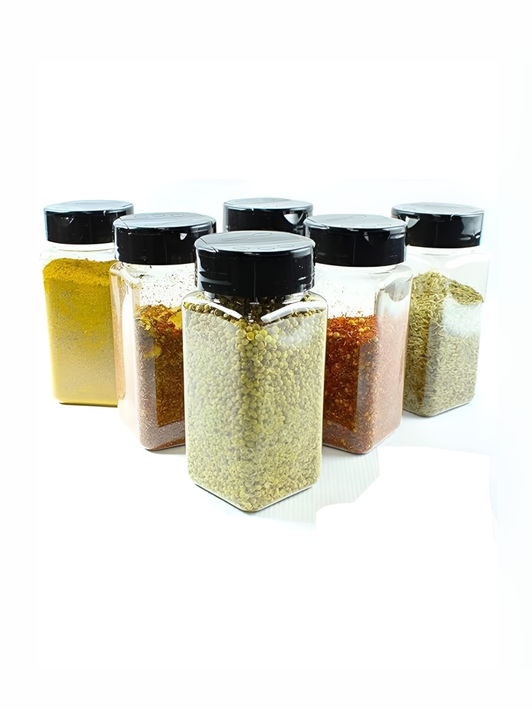 

CROCO JAR Transparent & Black 6 Pieces Glass Spice Jars - 100 ml each