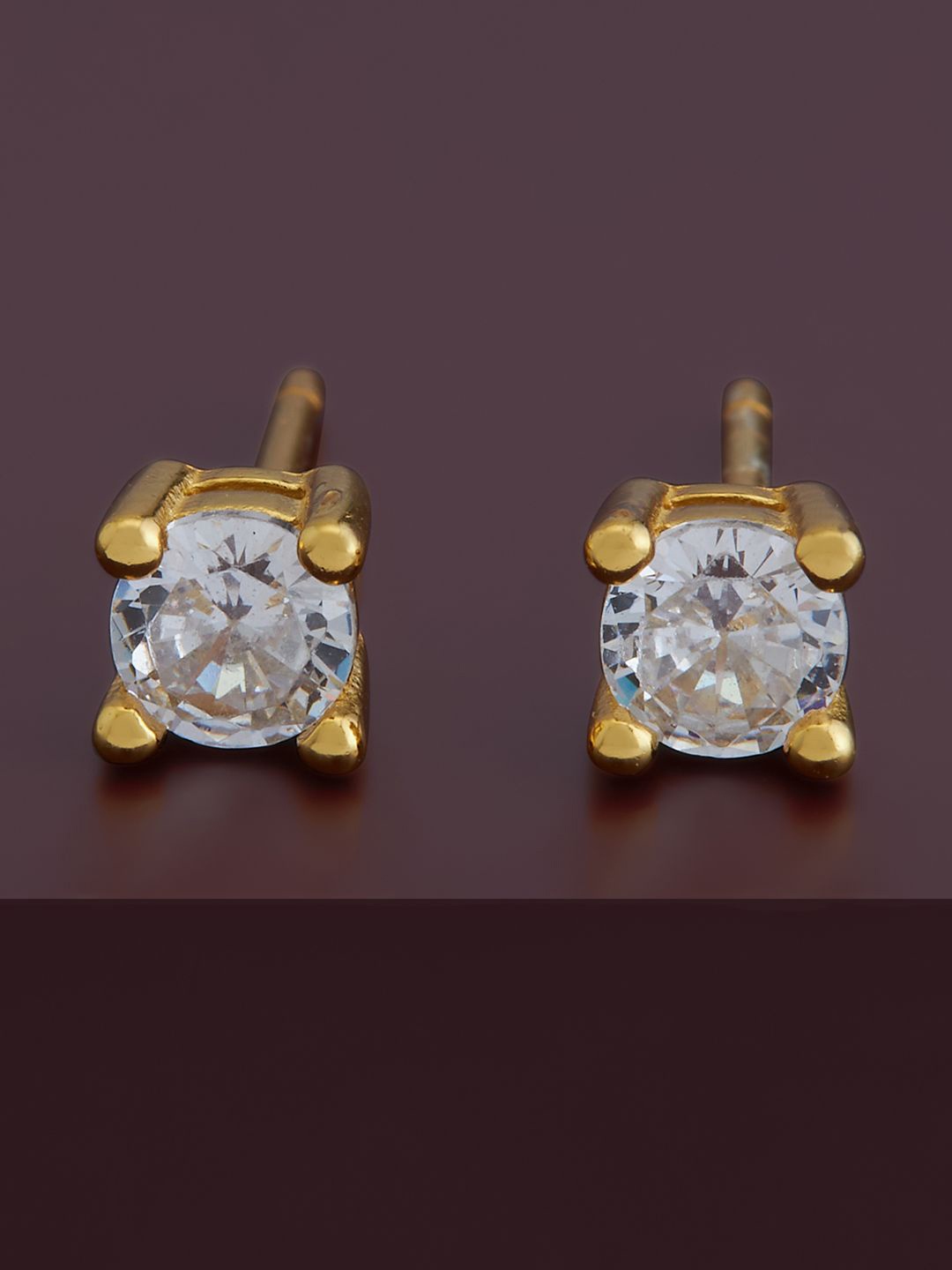 

Kushal's Fashion Jewellery 92.5 Pure Silver Gold-Plated Classic Cubic Zirconia Studs