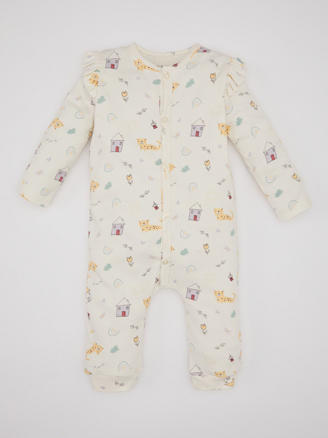 

DeFacto Infants Printed Cotton Romper, White
