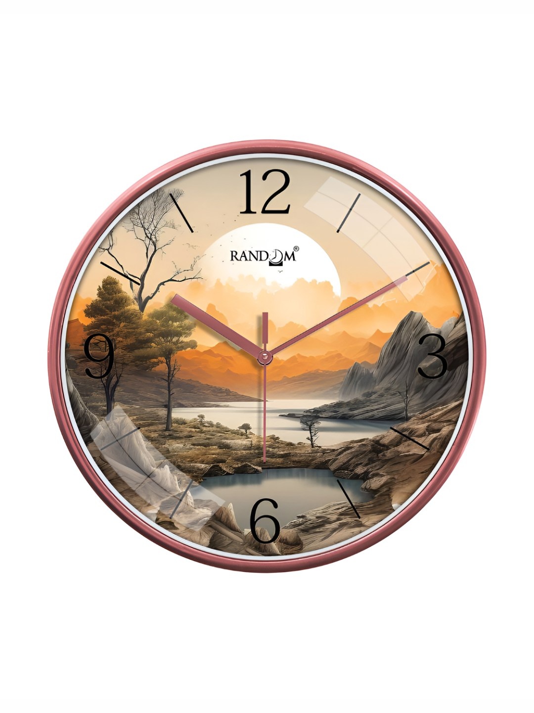 

RANDOM Printed Round Shaped Sweep Silent Movement Contemporary Wall Clock, Orange