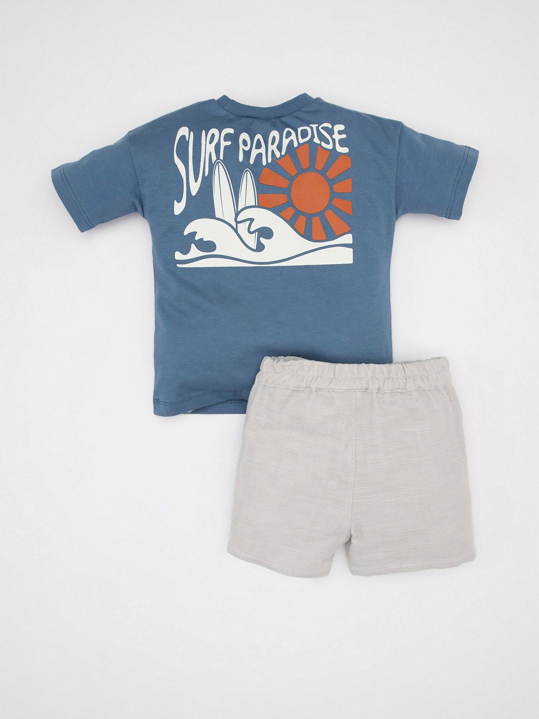 

DeFacto Boys Printed Pure Cotton T-shirt with Shorts, Blue