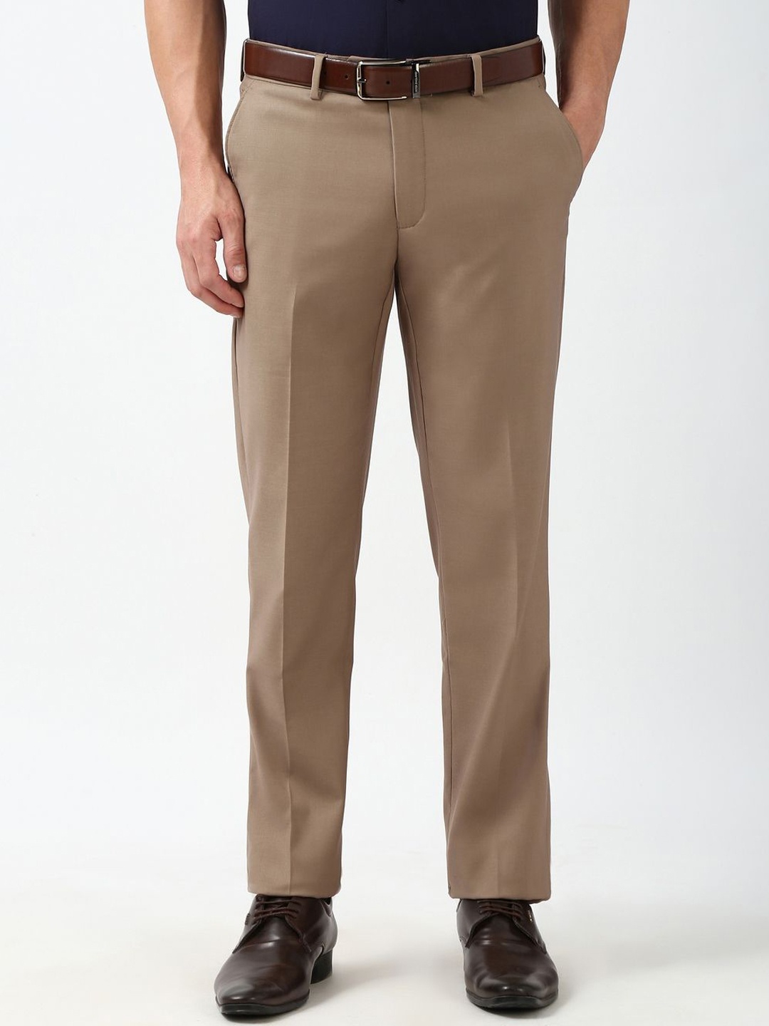 

Peter England Elite Men Slim Fit Trousers, Brown