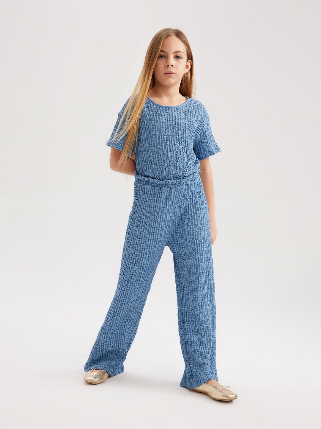 

DeFacto Girls Round Neck Jumpsuit, Blue