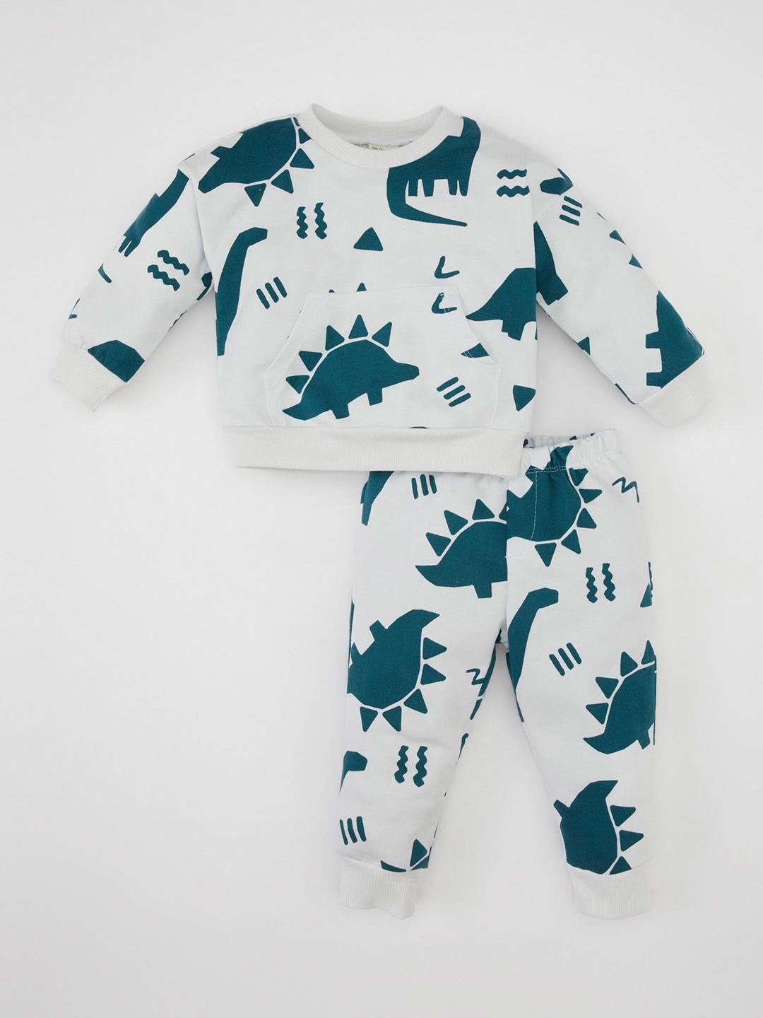 

DeFacto Boys Printed Round Neck Pure Cotton Sweatshirt With Joggers, White