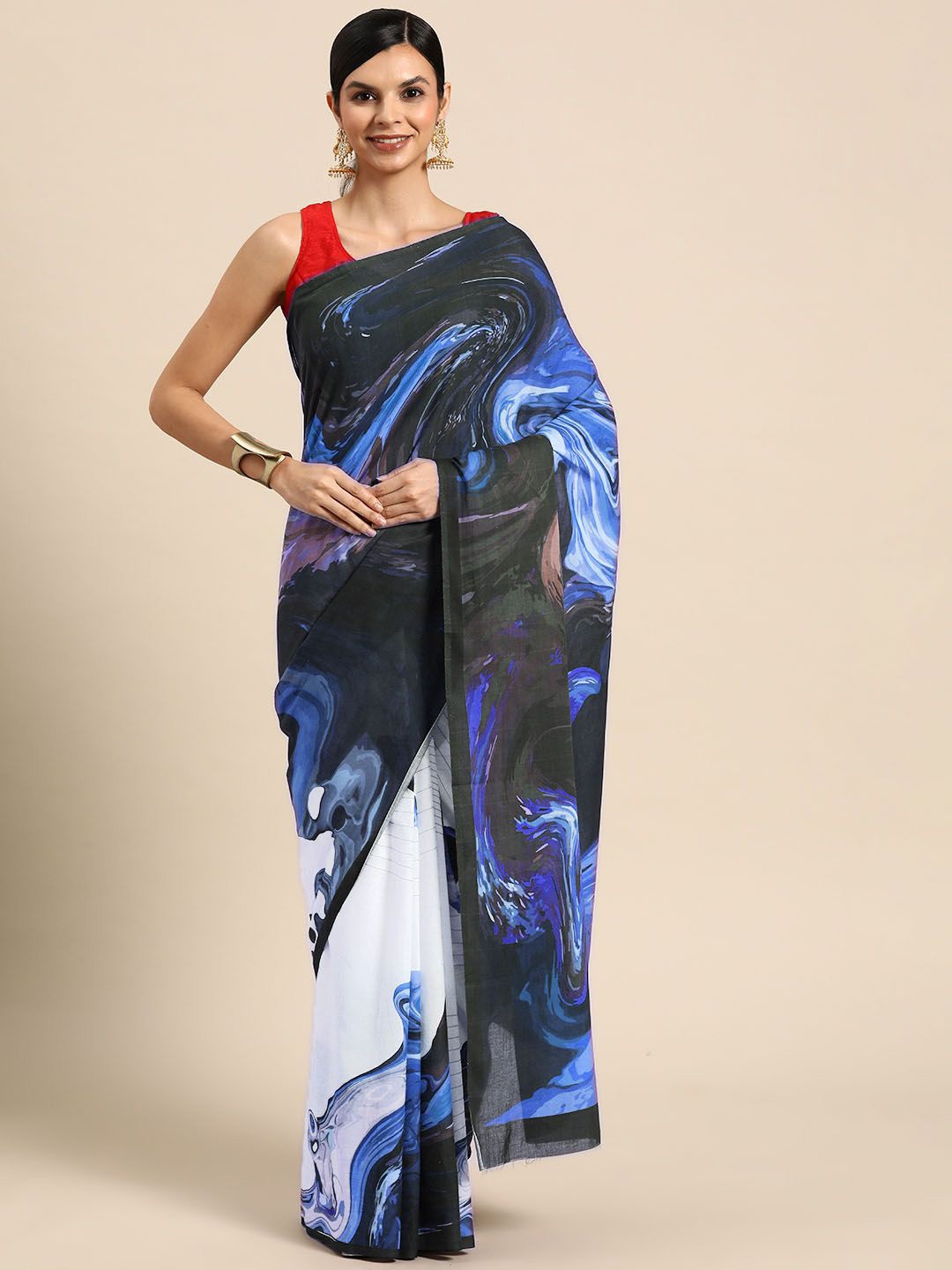 

BUTA BUTI Pure Cotton Saree, Blue