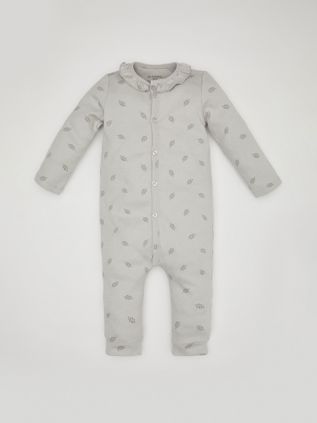 

DeFacto Girls Printed Pure Cotton Romper, Grey