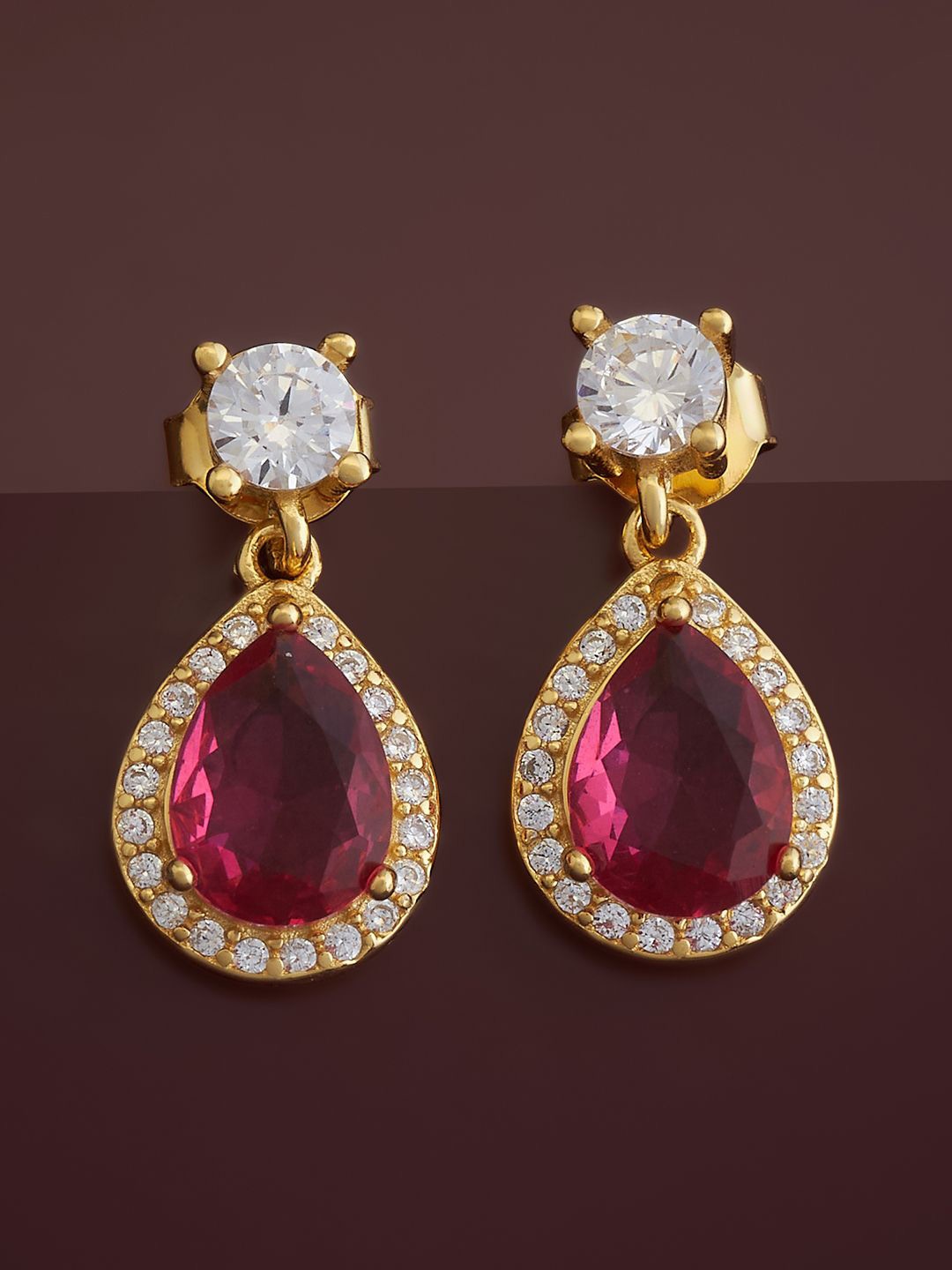 

Kushal's Fashion Jewellery Sterling Silver Cubic Zirconia Gold-Plated Drop Earrings