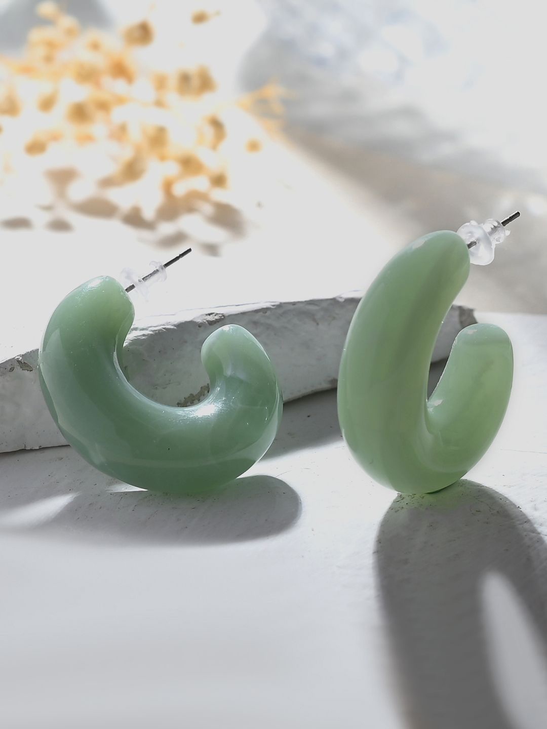 

Voylla Quirky Half Hoop Earrings, Green