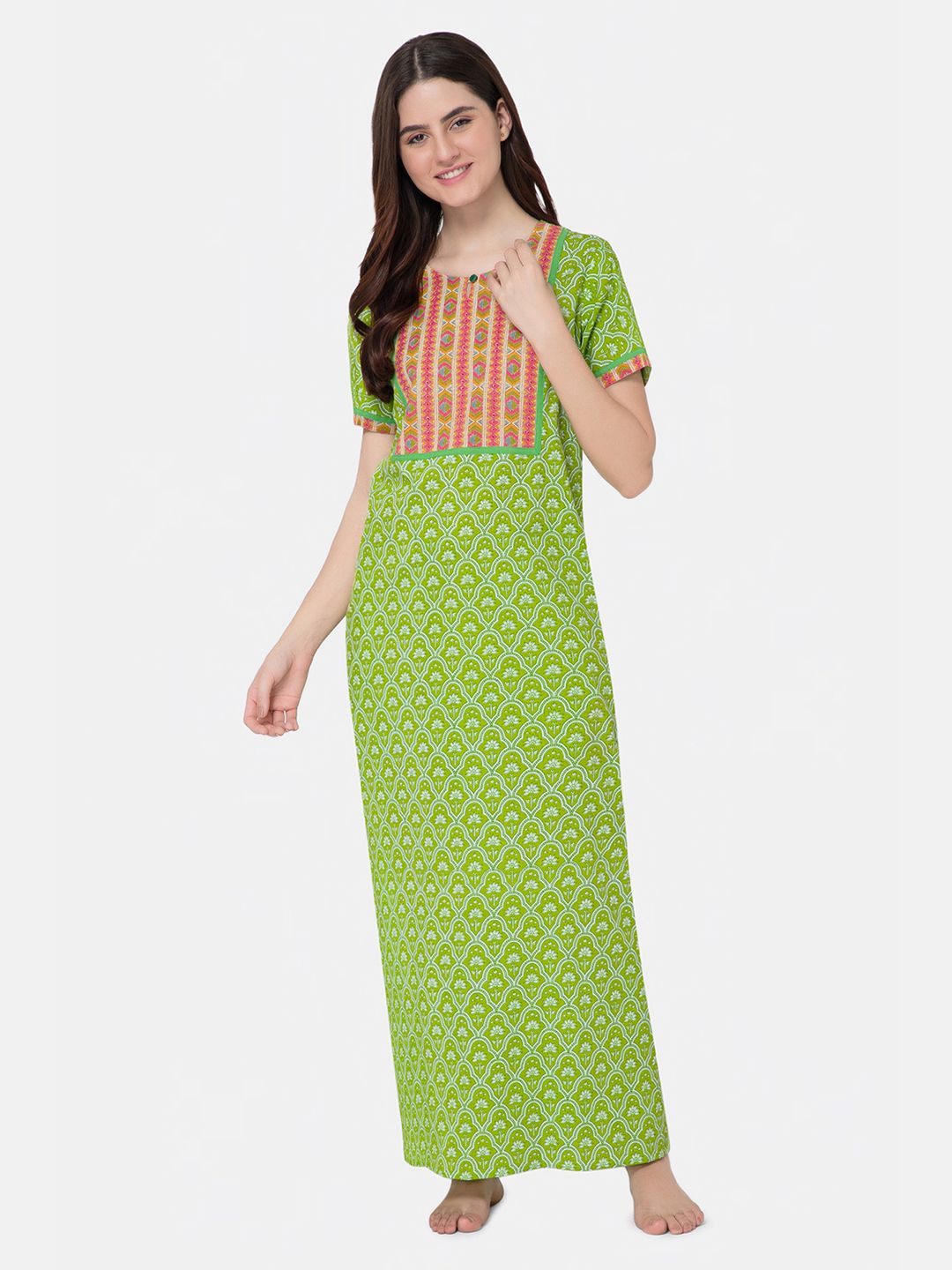 

NAIDU HALL Printed Maxi Nightdress, Green
