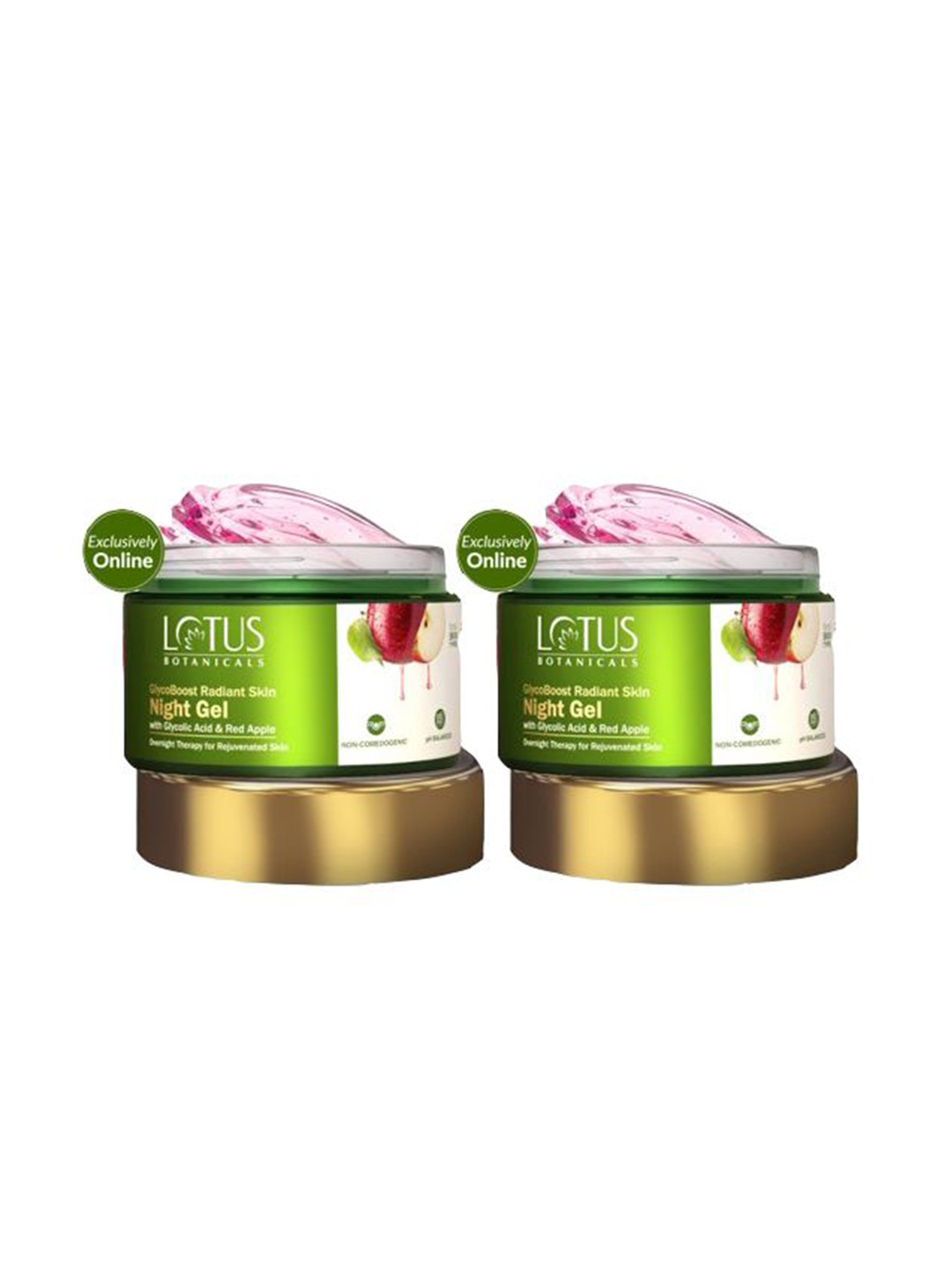 

Lotus Botanicals Set Of 2 GlycoBoost Radiant Skin Night Gel with Glycolic Acid 50 g Each, Green