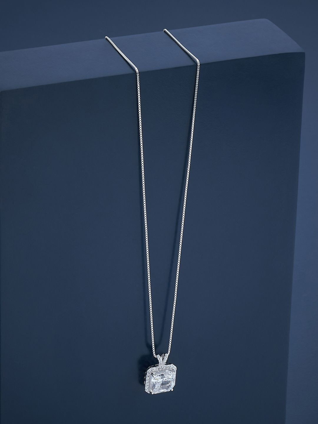 

Kushal's Fashion Jewellery 92.5 Pure Silver Rhodium-Plated Cubic Zirconia Studded Chain