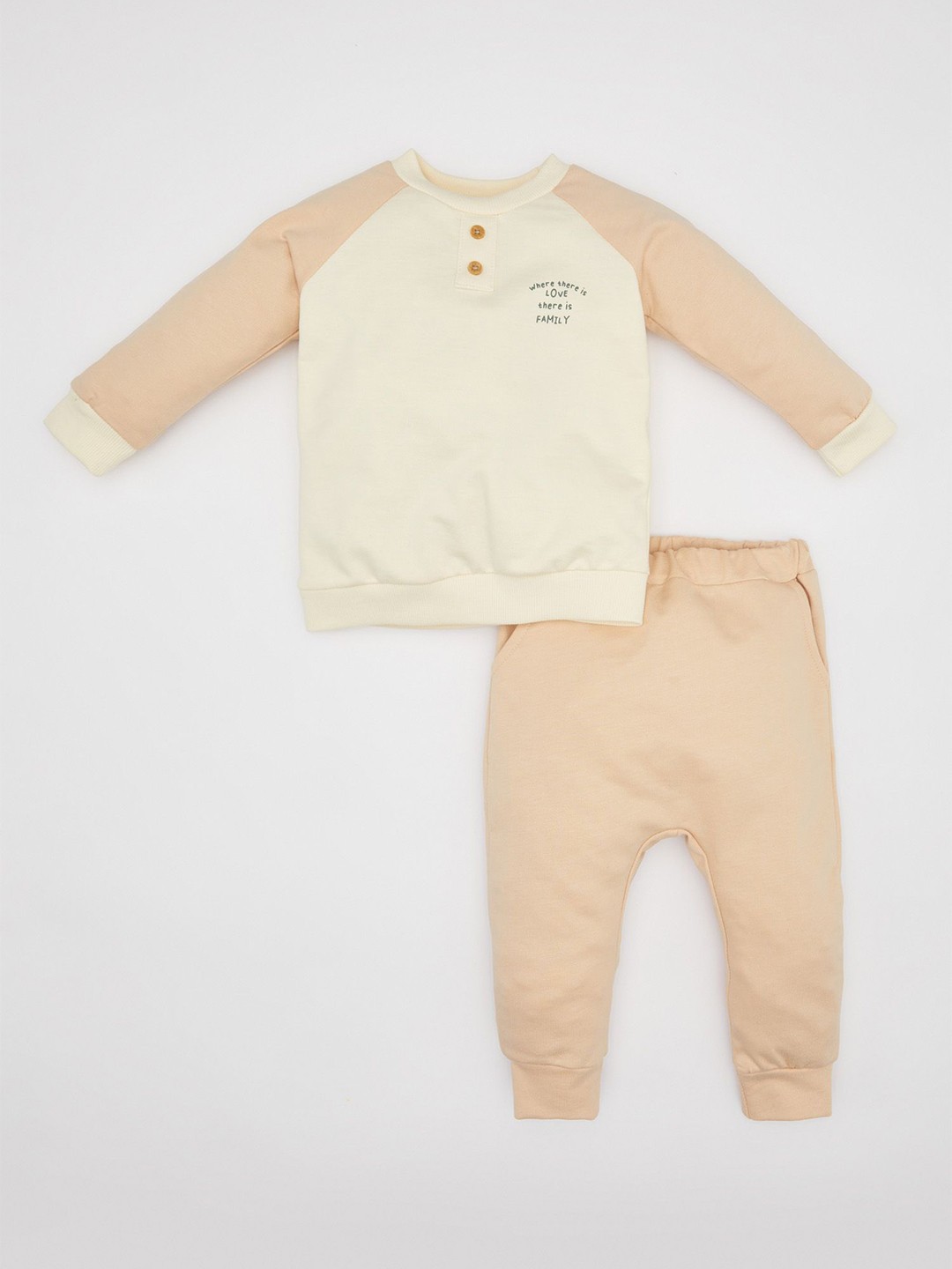 

DeFacto Boys Pure Cotton Long Sleeves T-shirt With Trouser, Beige