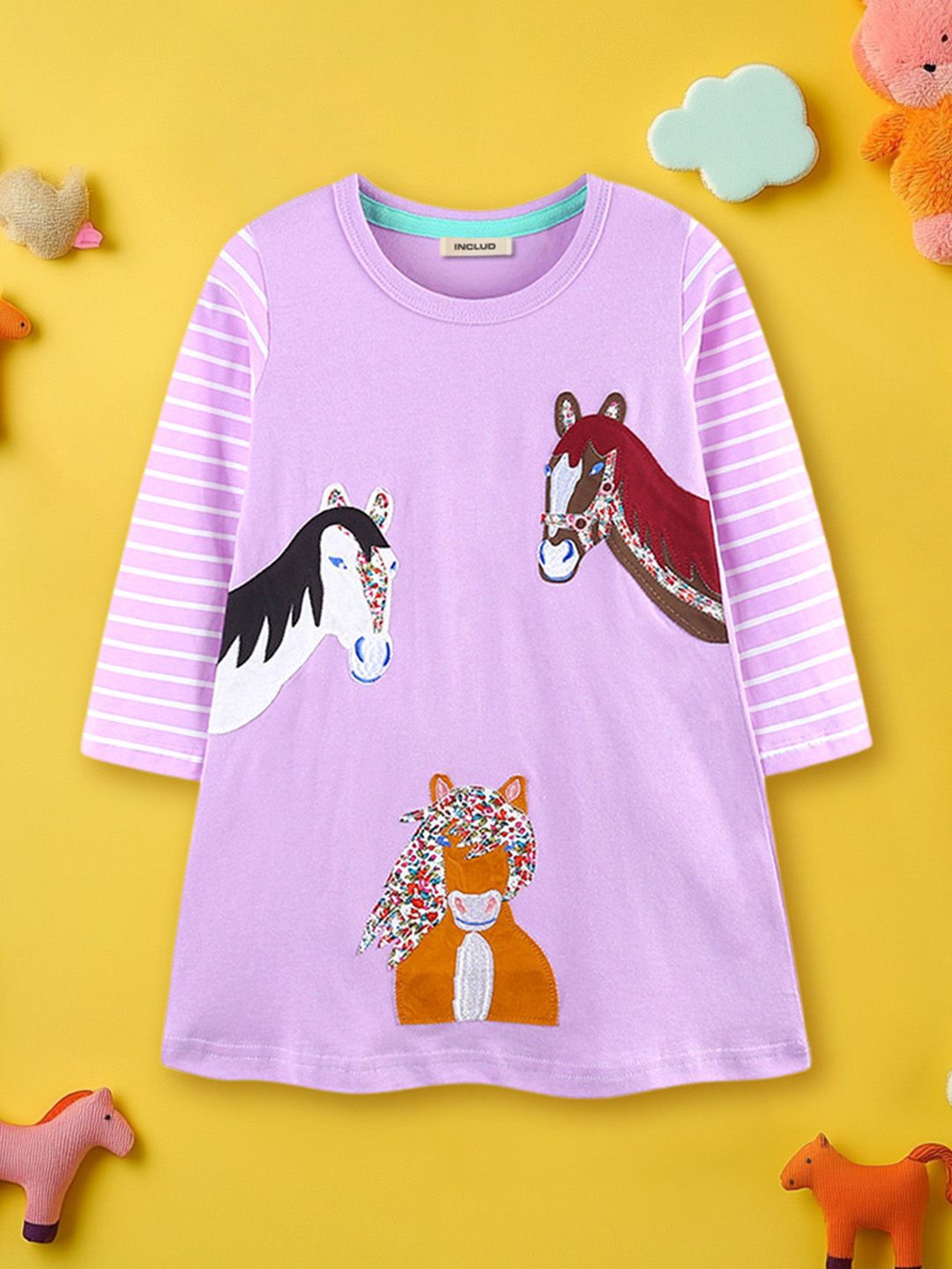 

INCLUD Girls Animal Print A-Line Dress, Purple