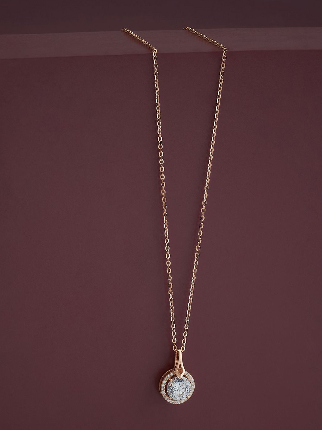 

Kushal's Fashion Jewellery 92.5 Silver Rose Gold-Plated Cubic Zirconia Pendant With Chain
