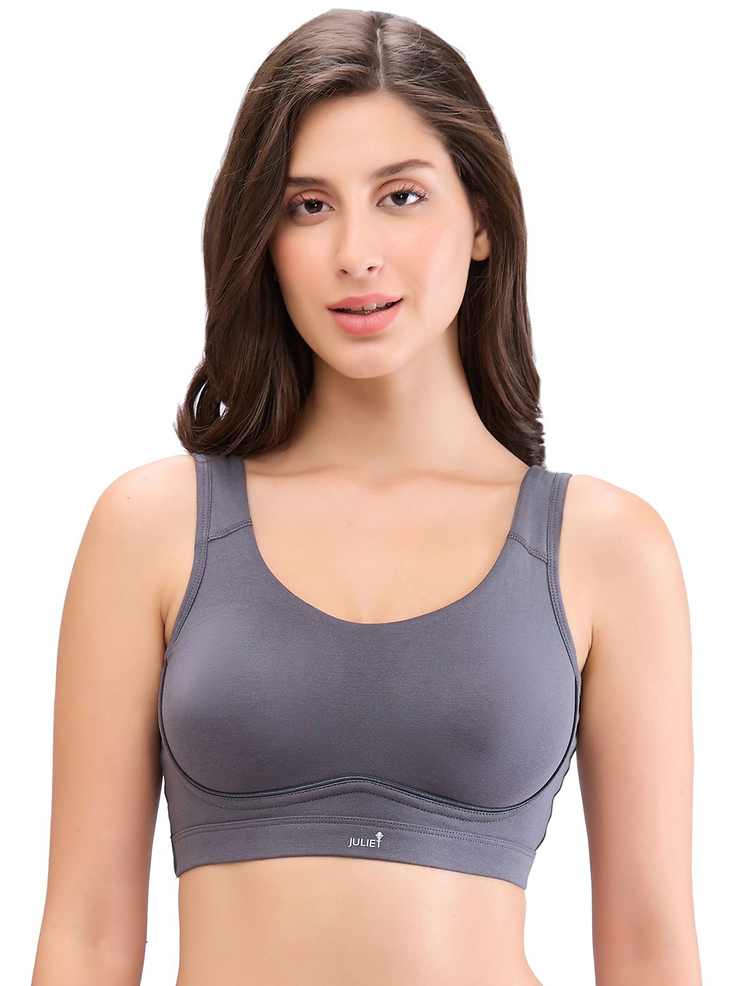 

Juliet Full Coverage Solid Bra, Grey