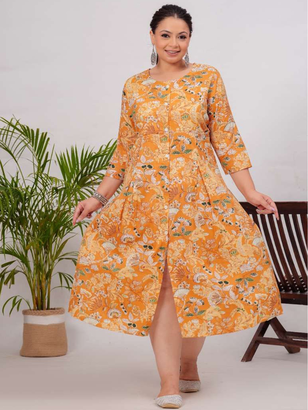 

HEARTLOOM Printed Ethnic Dresses, Orange