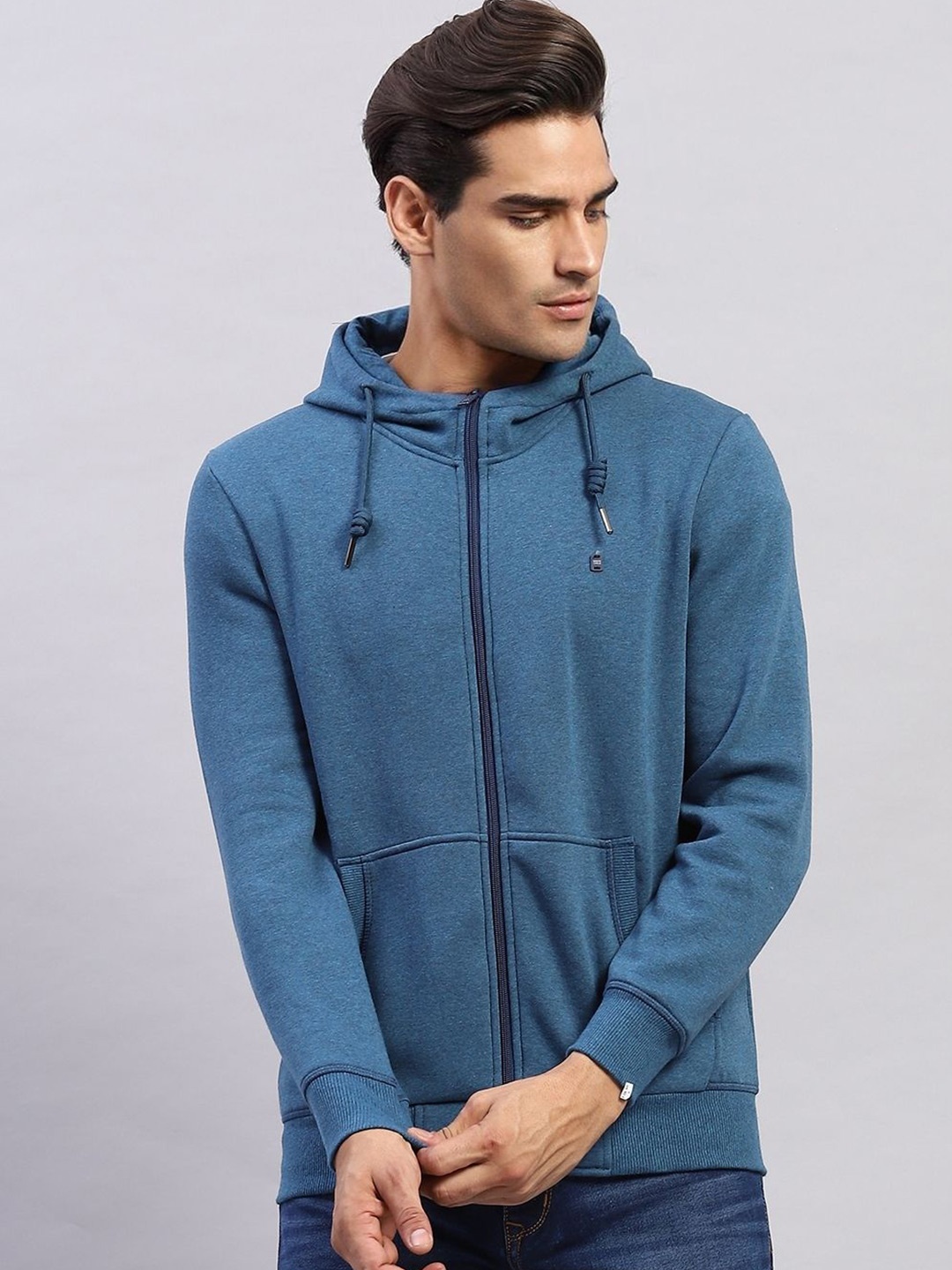 

Monte Carlo Men Solid Hooded Sweatshirt, Blue