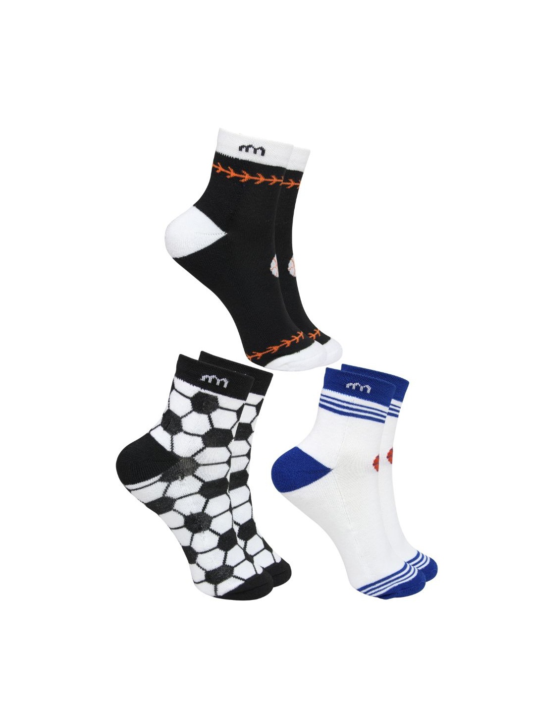 

BAESD Kids Patterned Ankle-Length Socks Pack Of 3, White