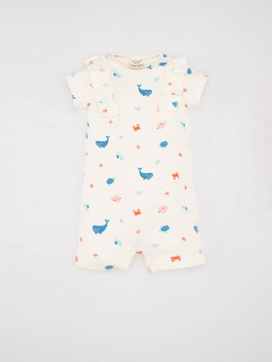 

DeFacto Girls Printed Cotton Romper, White