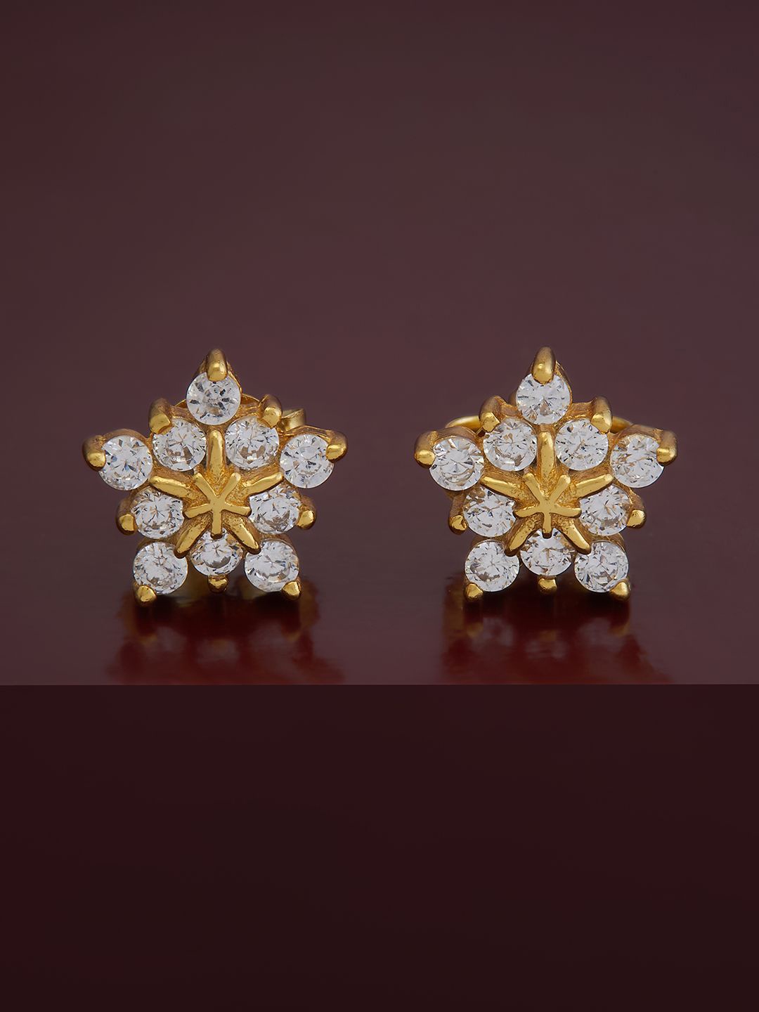 

Kushal's Fashion Jewellery 92.5 Pure Silver Gold-Plated CZ Stone Studded Studs