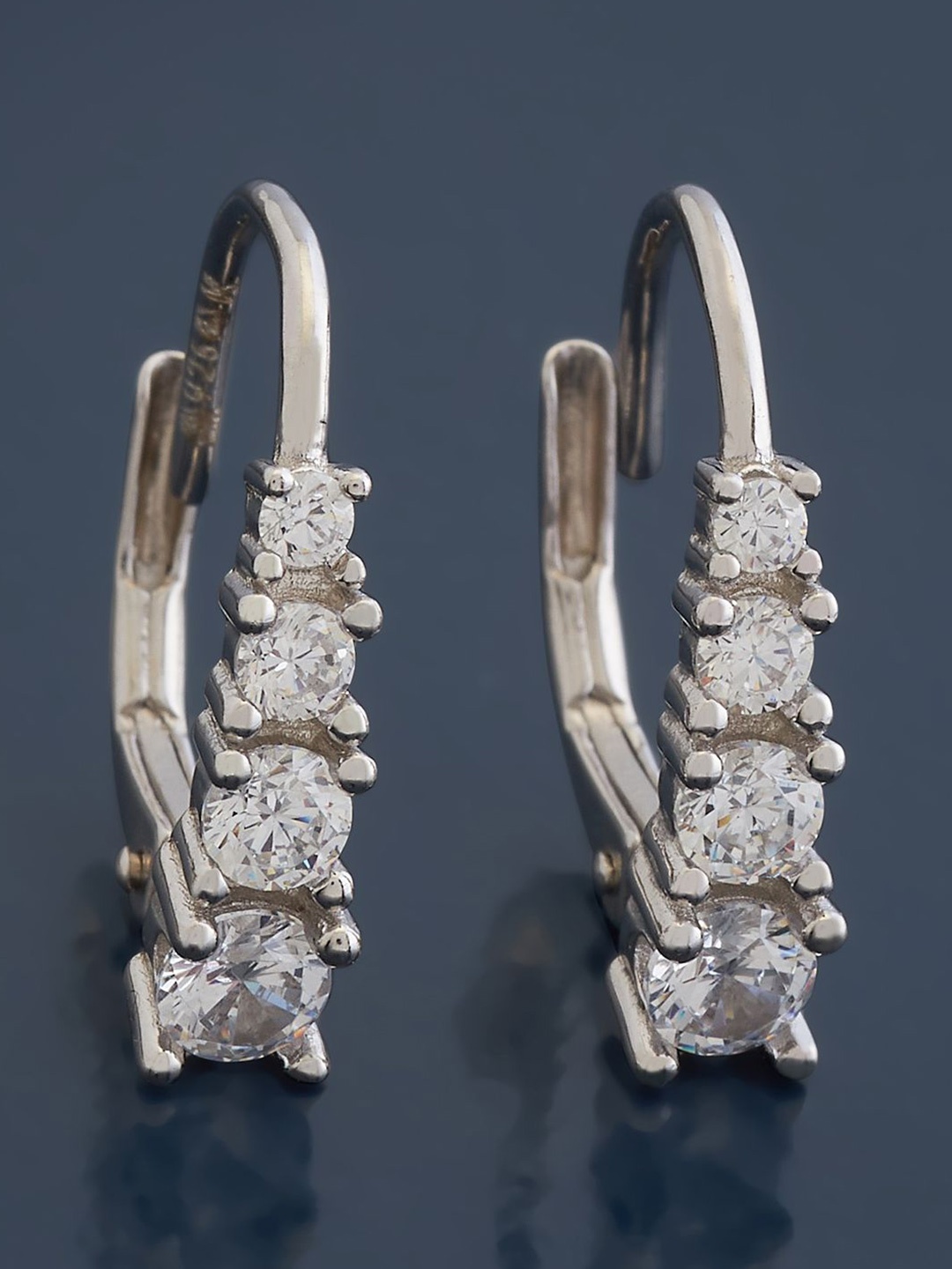 

Kushal's Fashion Jewellery Sterling Silver Cubic Zirconia Rhodium-Plated Hoop Earrings