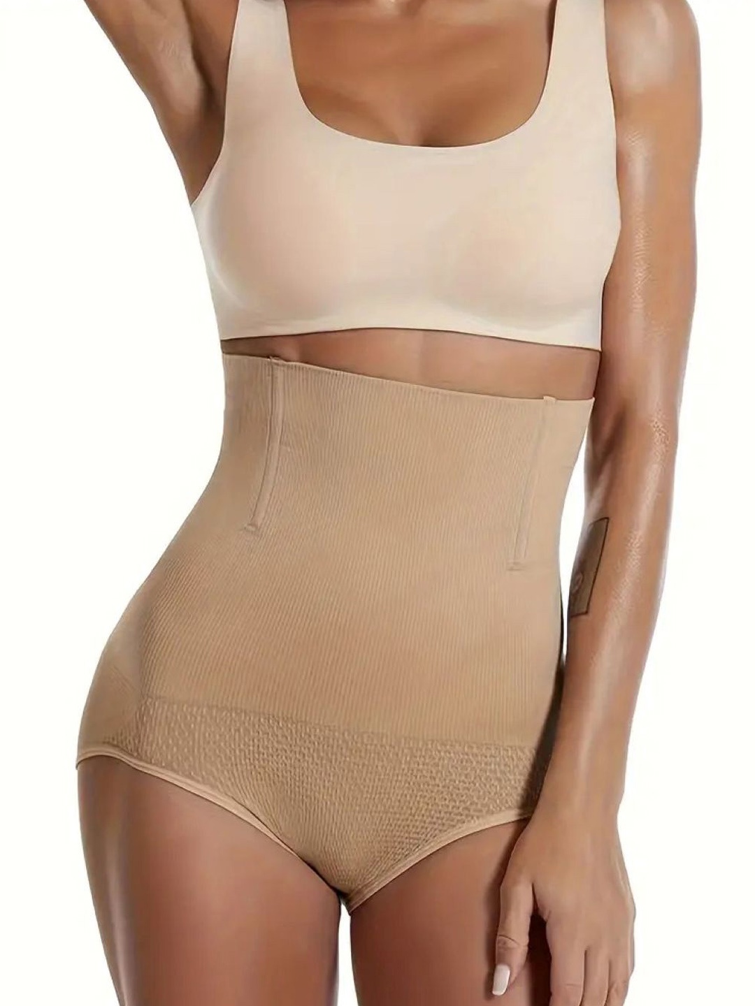 

Poftik High Waisted Wired Cotton Tummy Shapewear, Beige