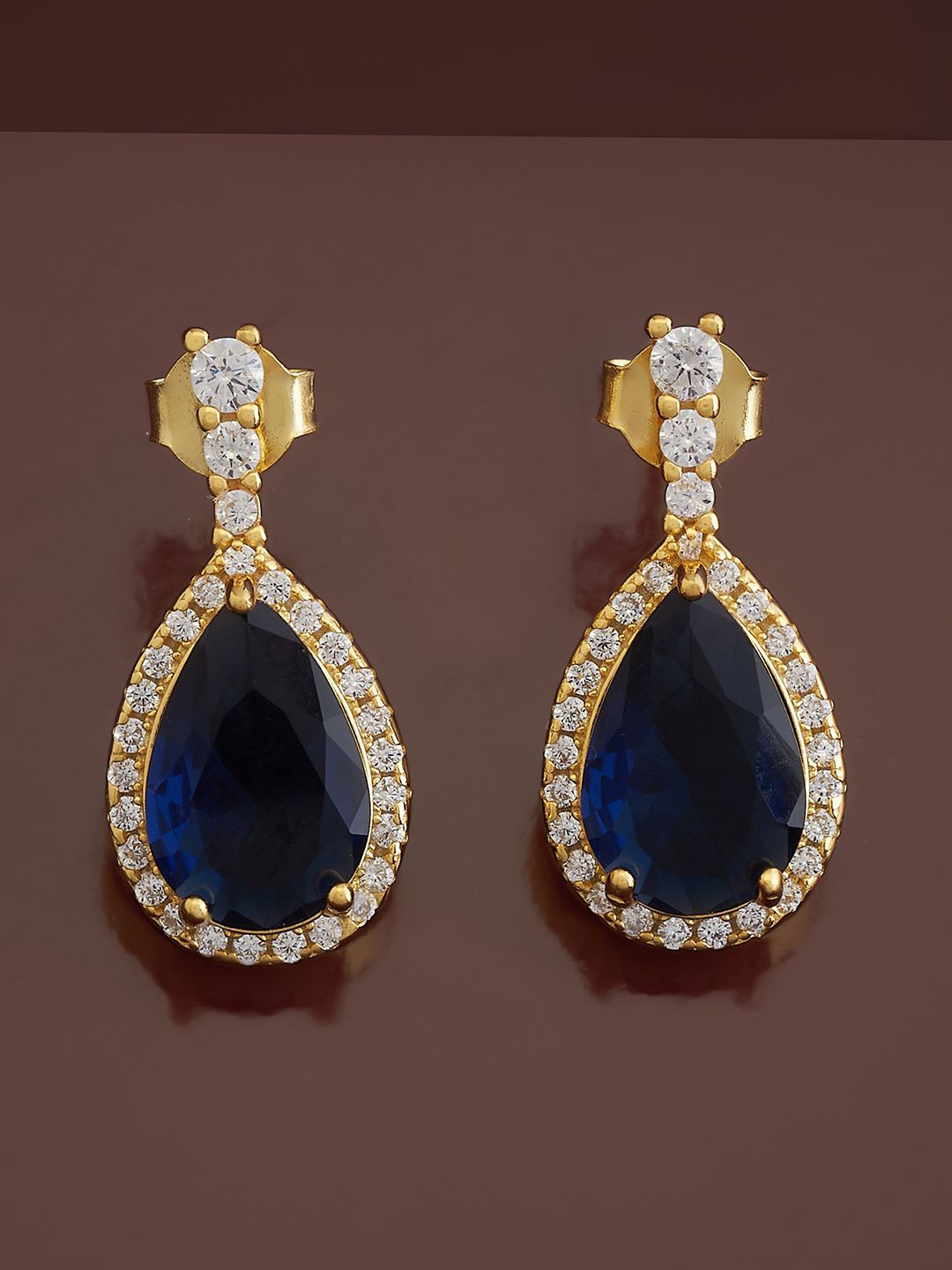 

Kushal's Fashion Jewellery Sterling Silver Cubic Zirconia Gold-Plated Drop Earrings