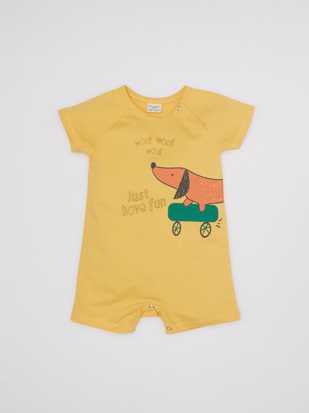 

DeFacto Infant Boys Printed Pure Cotton Romper, Yellow