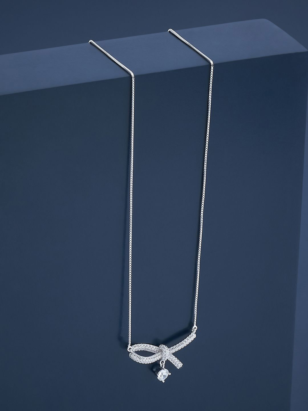 

Kushal's Fashion Jewellery 92.5 Pure Silver Rhodium-Plated Cubic Zirconia Chain
