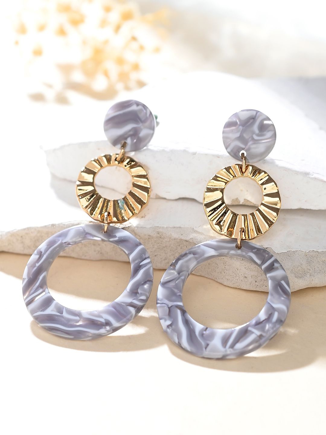 

Voylla Circular Shaped Chunky Drop Earrings, Gold