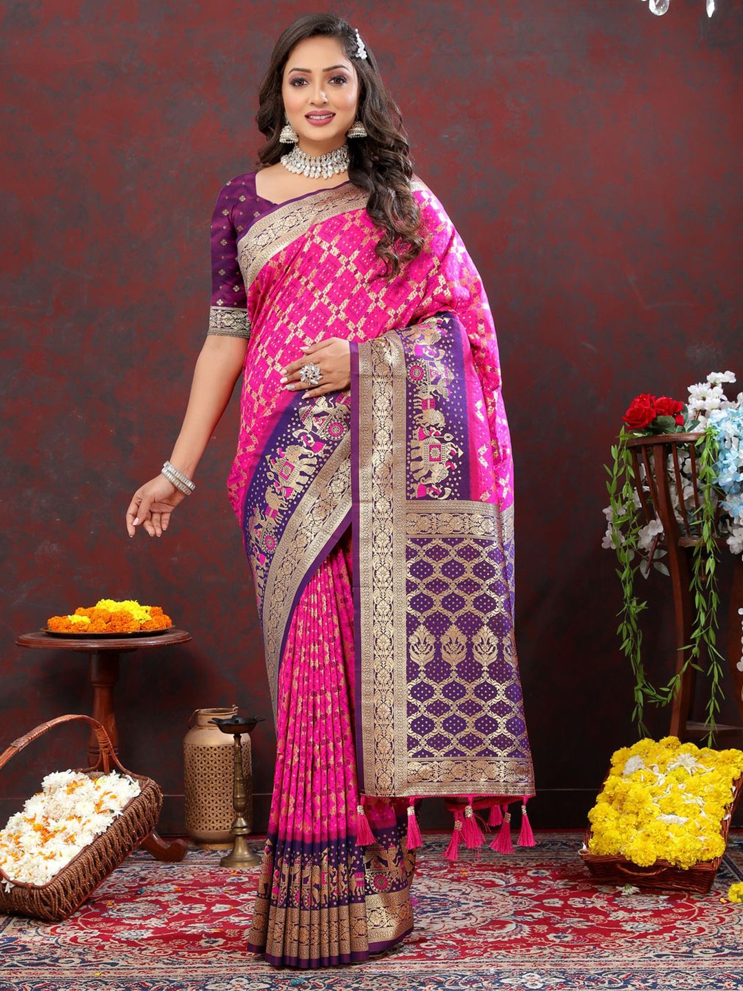 

MOKSHA DESIGNS Woven Design Zari Pure Silk Paithani Saree, Multi