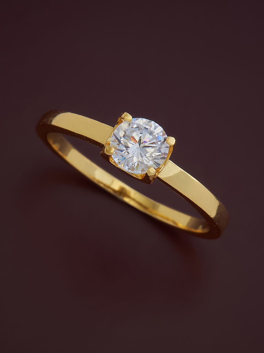 

Kushal's Fashion Jewellery Sterling Silver Cubic Zirconia Gold-Plated Finger Ring