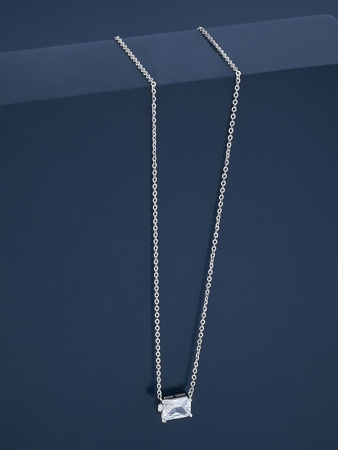 

Kushal's Fashion Jewellery Sterling Silver Cubic Zirconia Rhodium-Plated Chain