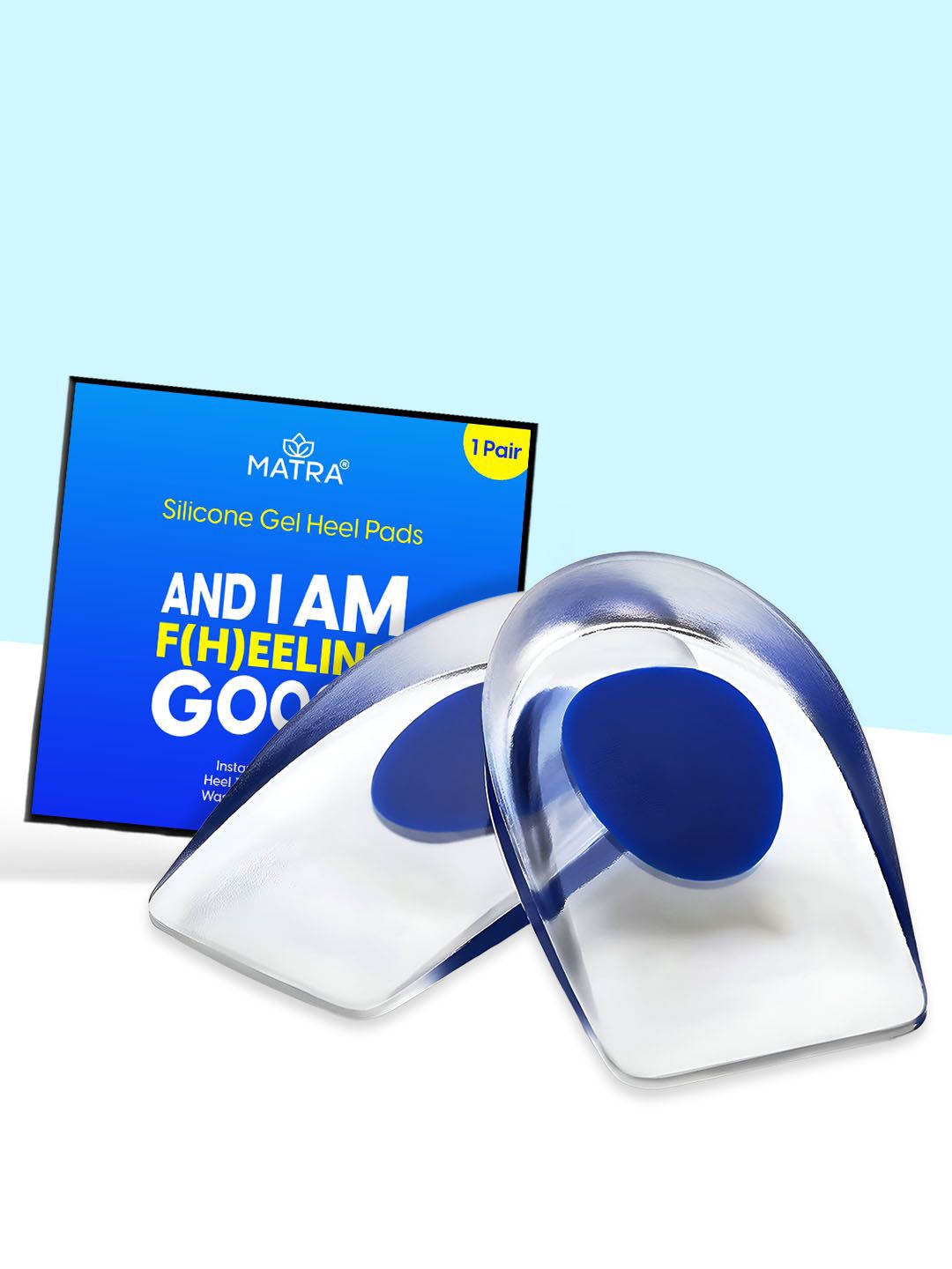 

MATRA 2-Pcs Silicone Gel Heel Pads Cushion Cup Insoles for Pain Relief & Heel Support, Blue