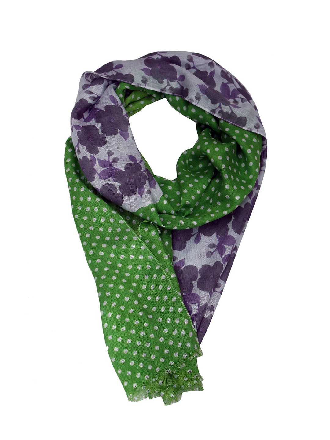 

Annus Creation Women Floral & Pokla Dot Printed Scarf, Green