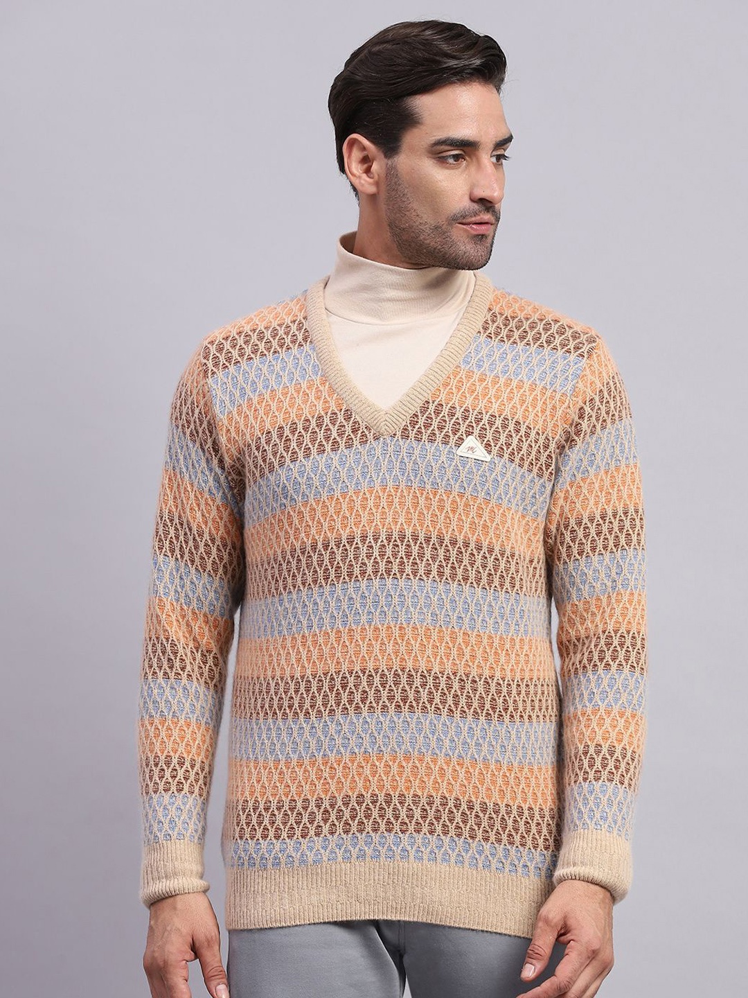 

Monte Carlo Men Self Design Pullover, Camel brown